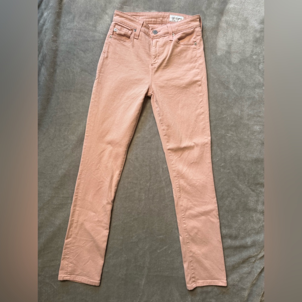 AG Adriano Goldschmied Women’s Jeans Pink 25R Mari Mid Rise Slim Straight Ankle